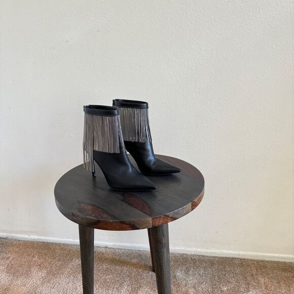 BALMAIN Mercy fringed leather ankle boots 37 - Picture 4 of 13